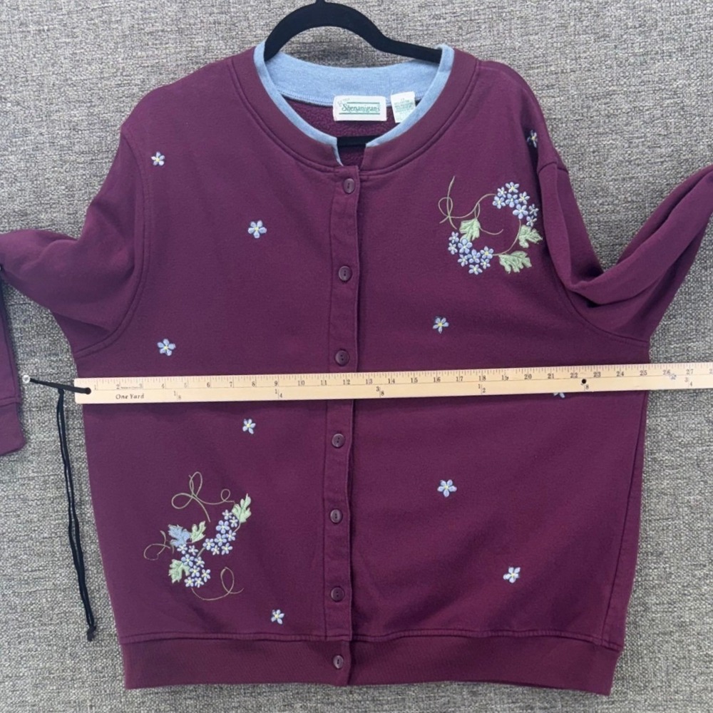 Vintage Embroidered Jog Set Size 1X Straight Leg Wine Cottagecore Fall Cozy Warm - Picture 14 of 15